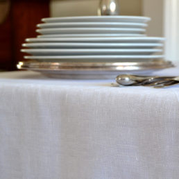 linen tablecloth white damask