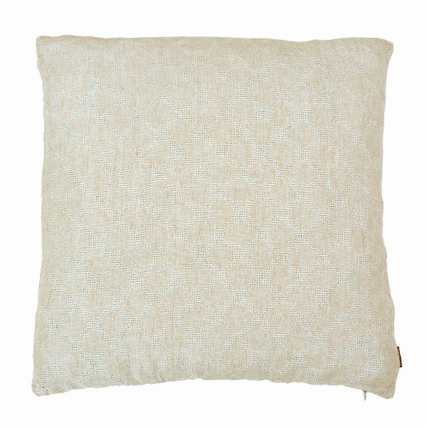linen cushion cover with woven pattern of lace
