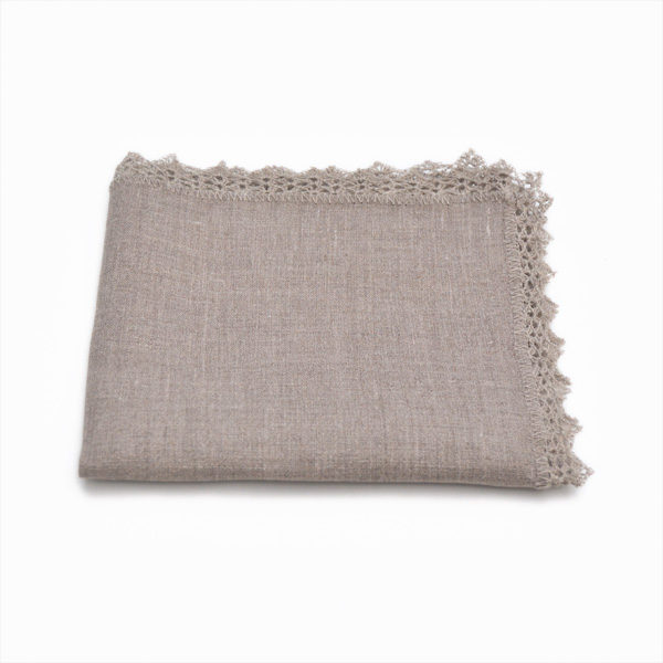 hørserviet med hæklet kant Hørserviet med hæklet kant | natur - Billede 1