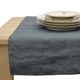 Dark Grey linen table runner