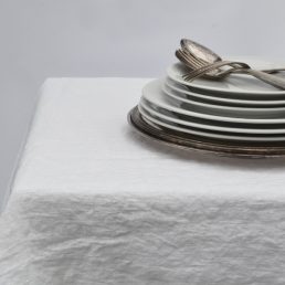 white linen tablecloth