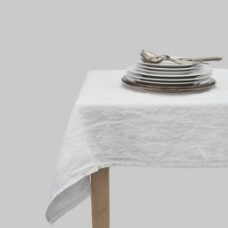 white linen tablecloth