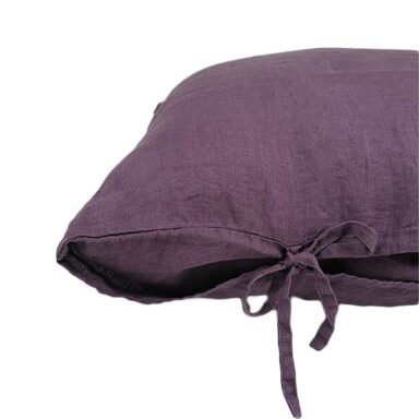 hørpudbetræk med bændler aubergine