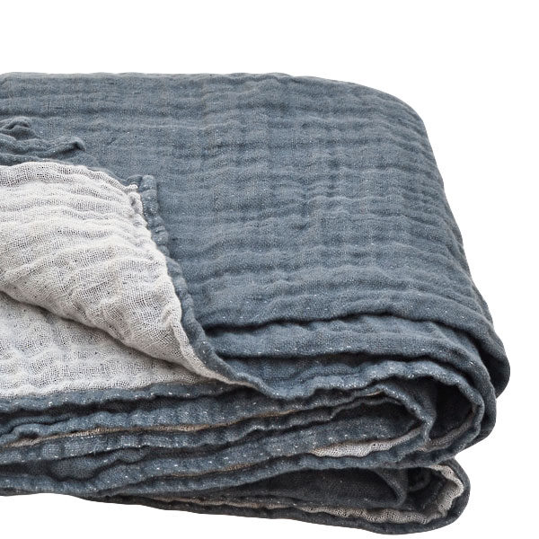 hørsengetæppe dobbeltsidet mørkegrå