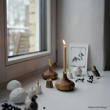 Eg-Messing og Keramik lysestager