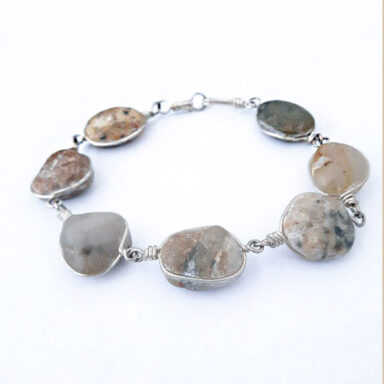 armbånd Grå-Brune sten