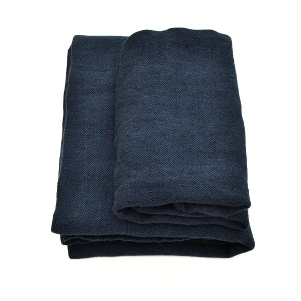 hørhåndklæde sildeben mørkeblå