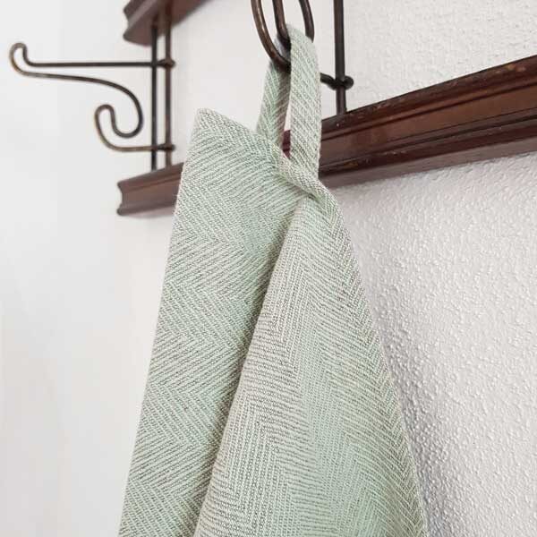 hørhåndklæde sildeben støvet grøn
