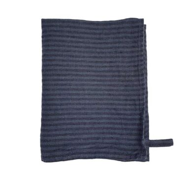 hørviskestykke blå-sort stribet