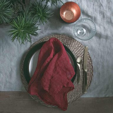 røde hørservietter, mundservietter i hør til jul