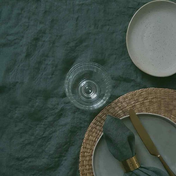 hørdug mørk grågrøn, støvet grøn hørdug, grålig grøn dug