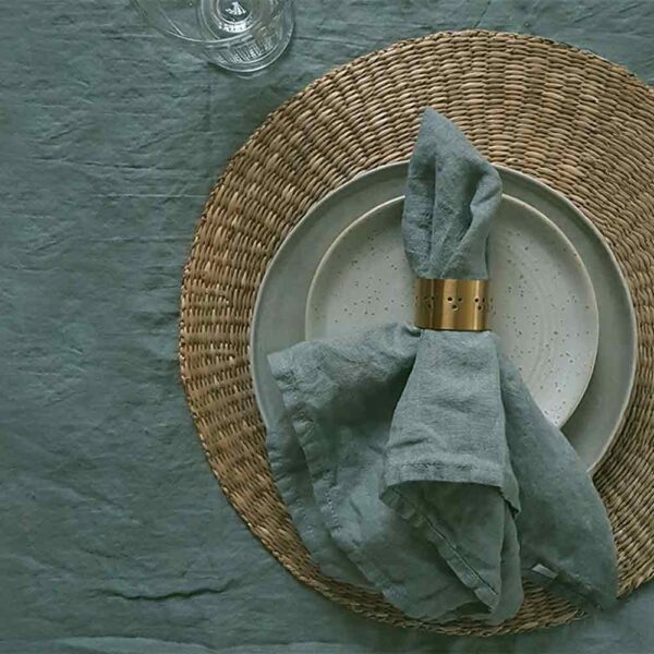 hørservietter lys grågrøn, støvet grøn servietter, grønne mundservietter