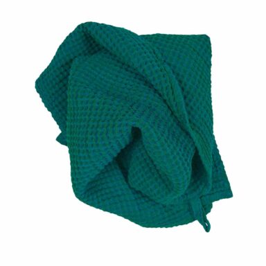 Stor vaffel håndklæde hør-bomuld grøn | grønt håndklæde