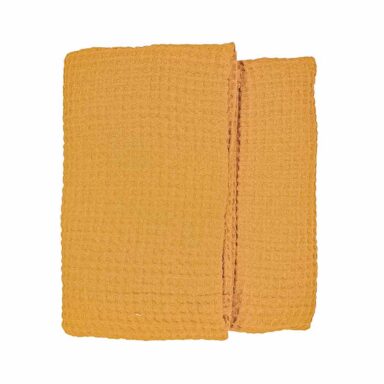 Stor vaffel badehåndklæde hør-bomuld | karrygul | hørhåndklæde