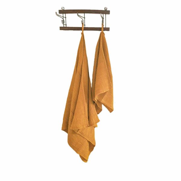 Stor vaffel håndklæde hør-bomuld | karrygul | badehåndklæde | hørhåndklædeStor vaffel håndklæde hør-bomuld | karrygul | badehåndklæde | hørhåndklæde