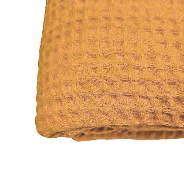 Stor vaffel håndklæde hør-bomuld | karrygul | badehåndklæde | hørhåndklæde