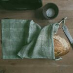 linen bread bag | cheked green