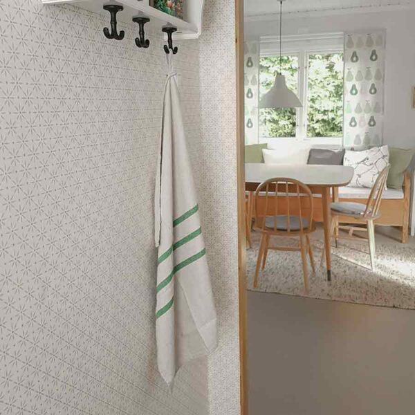 viskestykke Gertrud hør-bomuld, hørviskestykker med grønne striber