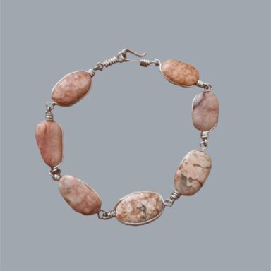armbånd rosa natursten, håndlavet armbånd strandsten